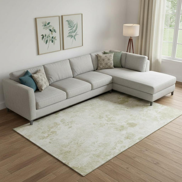 HomeRoots 10' Khaki and Ivory Floral Washable Area Rug - Durable, UV Protected, Stain-Resistant for Families 657719