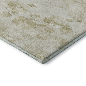 HomeRoots 10' Khaki and Ivory Floral Washable Area Rug - Durable, UV Protected, Stain-Resistant for Families 657719