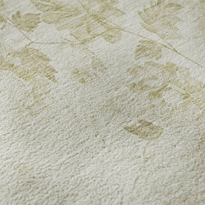 HomeRoots 10' Khaki and Ivory Floral Washable Area Rug - Durable, UV Protected, Stain-Resistant for Families 657719