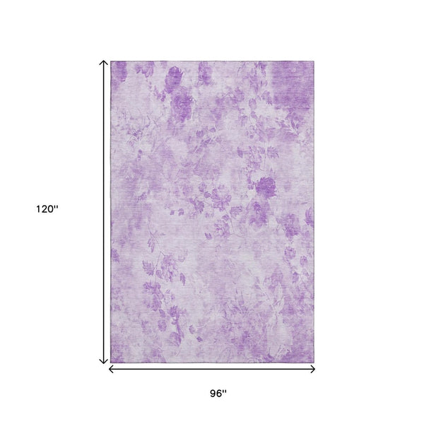 HomeRoots 8' X 10' Floral Elegance Area Rug - Lavender & Ivory, Washable, UV Protected, Perfect for Families! 657723