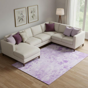 HomeRoots 9' X 12' Lavender Floral Area Rug – Washable, Stain Resistant, UV Protected for High-Traffic Homes 657724