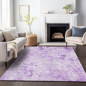 HomeRoots 9' X 12' Lavender Floral Area Rug – Washable, Stain Resistant, UV Protected for High-Traffic Homes 657724