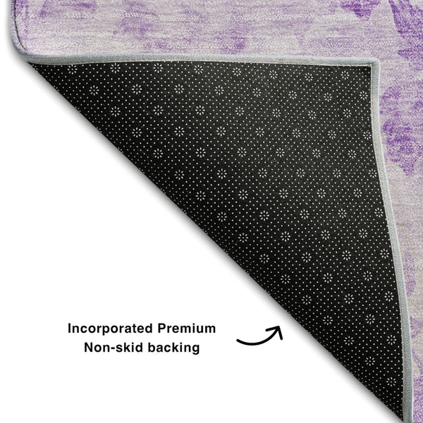 HomeRoots 9' X 12' Lavender Floral Area Rug – Washable, Stain Resistant, UV Protected for High-Traffic Homes 657724