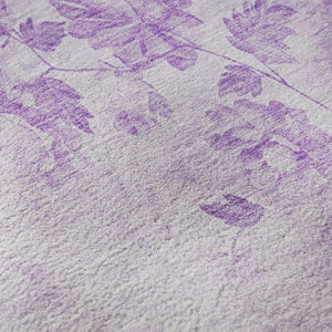 HomeRoots 9' X 12' Lavender Floral Area Rug – Washable, Stain Resistant, UV Protected for High-Traffic Homes 657724