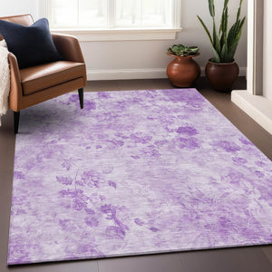 HomeRoots 9' X 12' Lavender Floral Area Rug – Washable, Stain Resistant, UV Protected for High-Traffic Homes 657724