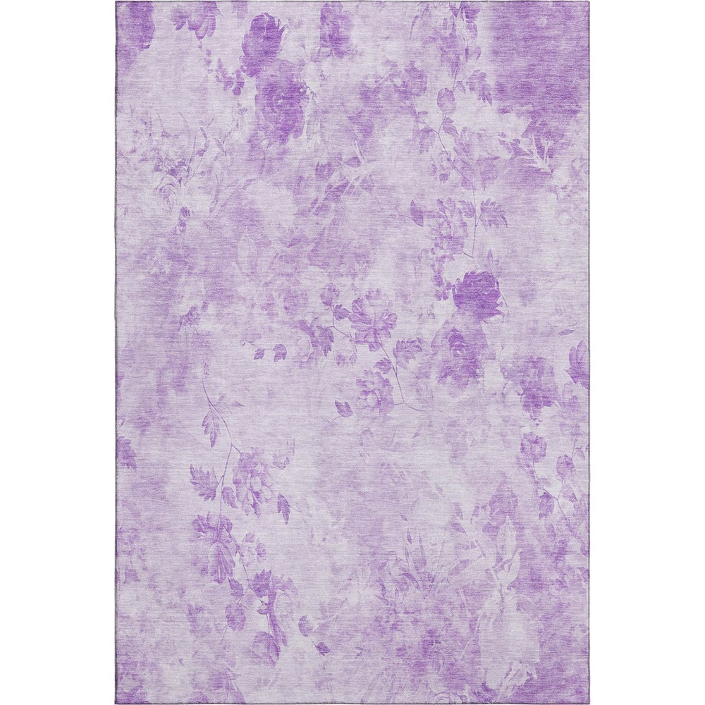 HomeRoots 10' X 14' Floral Area Rug in Lavender & Ivory – Washable, UV Protected, Perfect for Family Spaces! 657725