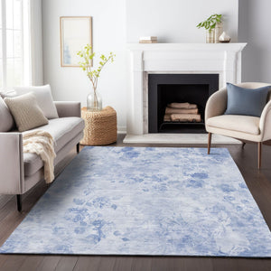 HomeRoots 5' X 8' Sky Blue Floral Area Rug – Durable, Stain-Resistant, UV-Protected, Washable for Easy Care! 657733