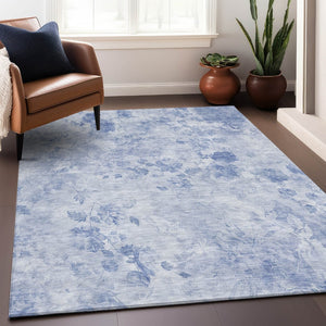 HomeRoots 5' X 8' Sky Blue Floral Area Rug – Durable, Stain-Resistant, UV-Protected, Washable for Easy Care! 657733