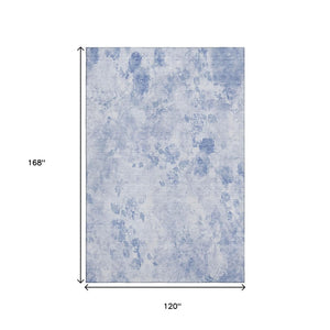 HomeRoots 10' X 14' Elegant Sky Blue & Ivory Floral Area Rug – Washable, UV Protected, Perfect for High-Traffic Spaces 657737