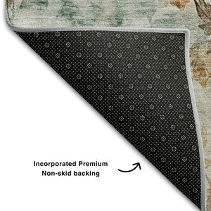 HomeRoots 10' X 14' Teal Copper Floral Area Rug – Washable, UV-Protected, Durable Design for Busy Homes 657743