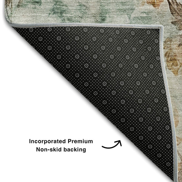 HomeRoots 10' X 14' Teal Copper Floral Area Rug – Washable, UV-Protected, Durable Design for Busy Homes 657743