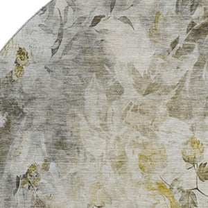 HomeRoots 8' Elegant Floral Washable Round Rug with UV Protection - Durable, Easy-Care, Perfect for Any Room! 657746