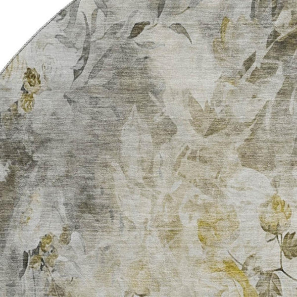 HomeRoots 8' Elegant Floral Washable Round Rug with UV Protection - Durable, Easy-Care, Perfect for Any Room! 657746