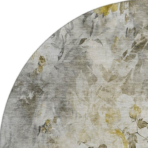 HomeRoots 8' Elegant Floral Washable Round Rug with UV Protection - Durable, Easy-Care, Perfect for Any Room! 657746