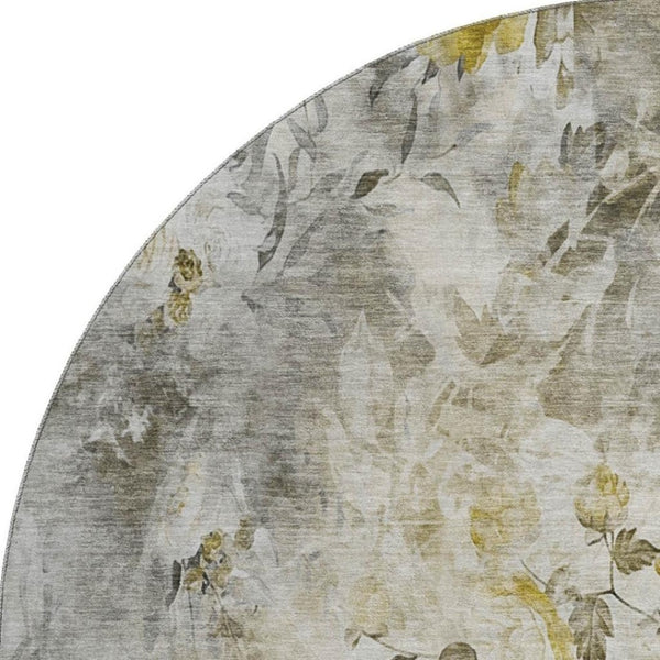 HomeRoots 8' Elegant Floral Washable Round Rug with UV Protection - Durable, Easy-Care, Perfect for Any Room! 657746