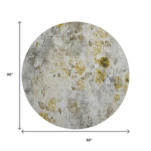 HomeRoots 8' Elegant Floral Washable Round Rug with UV Protection - Durable, Easy-Care, Perfect for Any Room! 657746