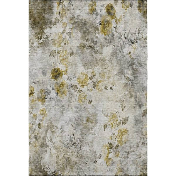 HomeRoots 9' X 12' Elegant Taupe Gold Ivory Floral Area Rug - Washable, Stain-Resistant & UV Protected Perfect for Homes 657748