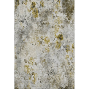 HomeRoots 10' X 14' Elegant Taupe Gold Ivory Floral Area Rug – Washable, UV Protected, Stain-Resistant Design 657749
