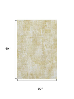 HomeRoots 5' X 8' Stylish Beige & Ivory Abstract Area Rug - Washable, UV-Protected, Kid & Pet Friendly! 657751