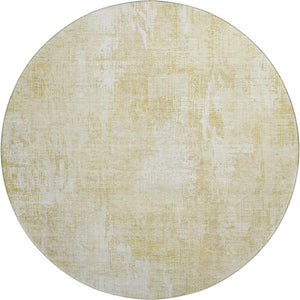 HomeRoots 8' Beige and Ivory Abstract Washable Round Area Rug with UV Protection for Busy Homes & Kids 657752