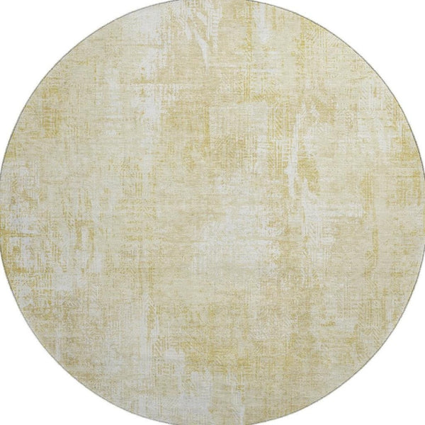 HomeRoots 8' Beige and Ivory Abstract Washable Round Area Rug with UV Protection for Busy Homes & Kids 657752