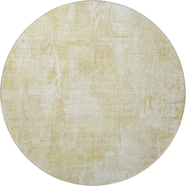 HomeRoots 8' Beige and Ivory Abstract Washable Round Area Rug with UV Protection for Busy Homes & Kids 657752