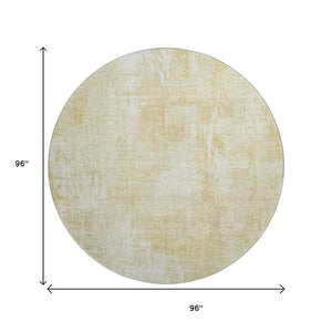 HomeRoots 8' Beige and Ivory Abstract Washable Round Area Rug with UV Protection for Busy Homes & Kids 657752