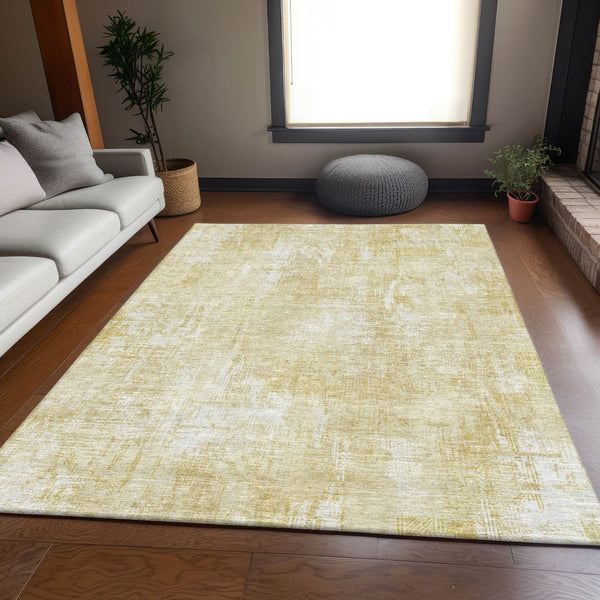 HomeRoots 8' X 10' Beige and Ivory Abstract Washable Area Rug – Durable, Stylish, UV-Protected for Busy Homes 657753