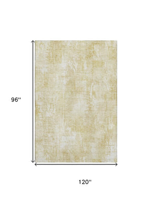HomeRoots 8' X 10' Beige and Ivory Abstract Washable Area Rug – Durable, Stylish, UV-Protected for Busy Homes 657753