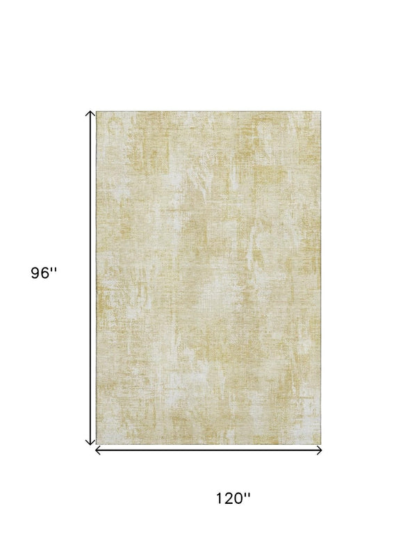HomeRoots 8' X 10' Beige and Ivory Abstract Washable Area Rug – Durable, Stylish, UV-Protected for Busy Homes 657753