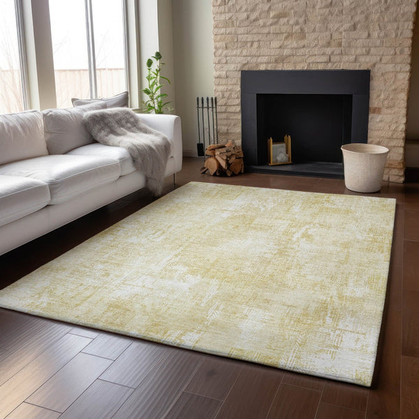 HomeRoots 8' X 10' Beige and Ivory Abstract Washable Area Rug – Durable, Stylish, UV-Protected for Busy Homes 657753