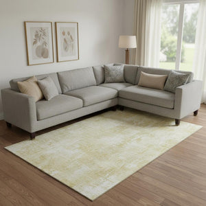 HomeRoots 8' X 10' Beige and Ivory Abstract Washable Area Rug – Durable, Stylish, UV-Protected for Busy Homes 657753