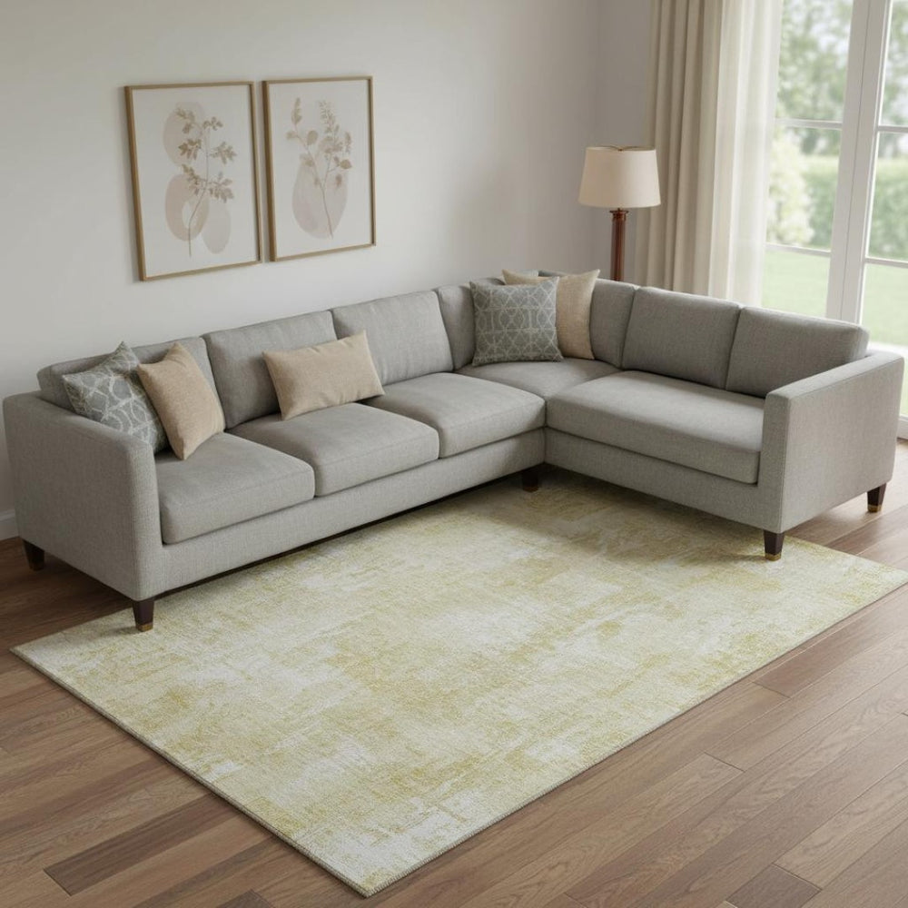 HomeRoots 9' x 12' Versatile Beige & Ivory Abstract Area Rug - Washable, UV-Protected & Stain-Resistant! 657754