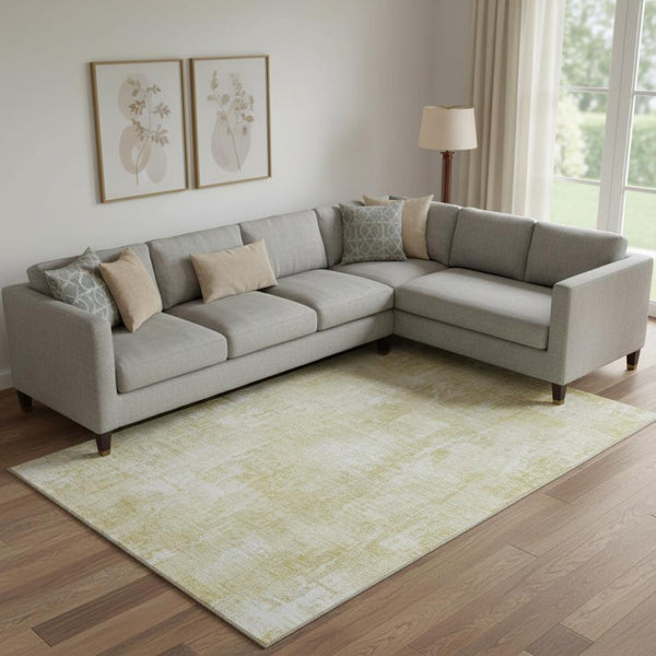 HomeRoots 9' x 12' Versatile Beige & Ivory Abstract Area Rug - Washable, UV-Protected & Stain-Resistant! 657754