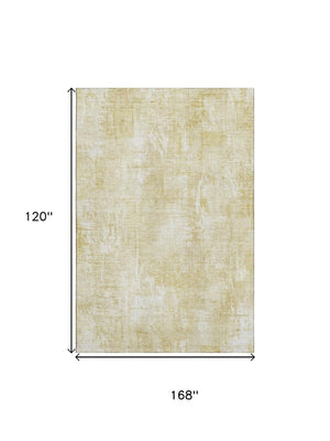 HomeRoots 10' X 14' Beige & Ivory Abstract Area Rug - Washable, UV Protected, Stain-Resistant for Busy Homes 657755