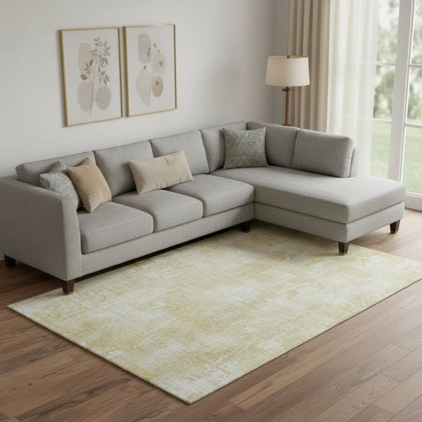 HomeRoots 10' X 14' Beige & Ivory Abstract Area Rug - Washable, UV Protected, Stain-Resistant for Busy Homes 657755