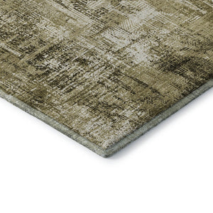 HomeRoots 8' Stylish Brown and Ivory Abstract Washable Round Rug with UV Protection for Family-Friendly Homes 657758