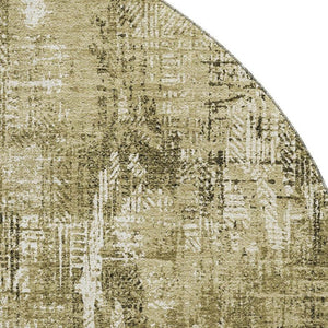 HomeRoots 8' Stylish Brown and Ivory Abstract Washable Round Rug with UV Protection for Family-Friendly Homes 657758