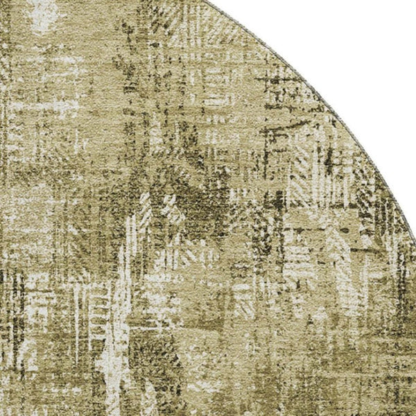 HomeRoots 8' Stylish Brown and Ivory Abstract Washable Round Rug with UV Protection for Family-Friendly Homes 657758
