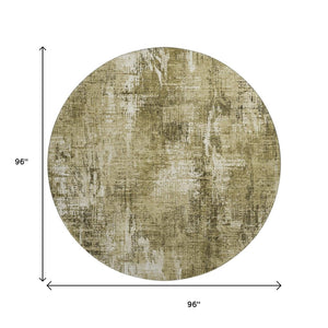 HomeRoots 8' Stylish Brown and Ivory Abstract Washable Round Rug with UV Protection for Family-Friendly Homes 657758