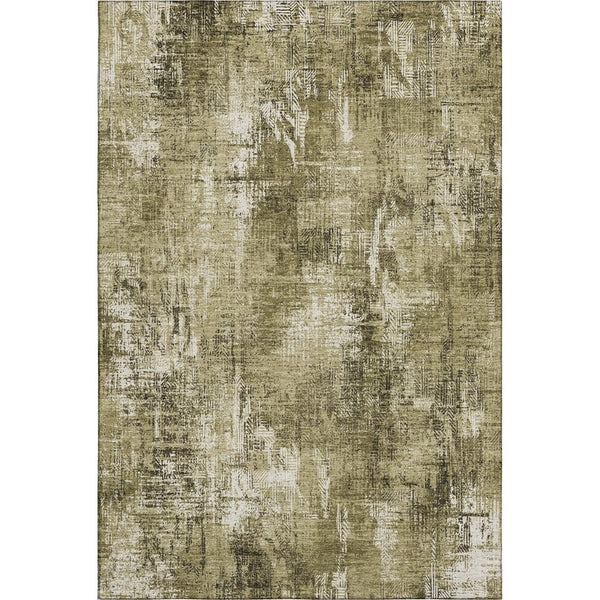 HomeRoots 8' X 10' Brown And Ivory Abstract Area Rug - Washable, UV Protected, Perfect for Busy Homes & Pets 657759