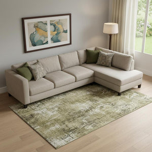 HomeRoots 8' X 10' Brown And Ivory Abstract Area Rug - Washable, UV Protected, Perfect for Busy Homes & Pets 657759