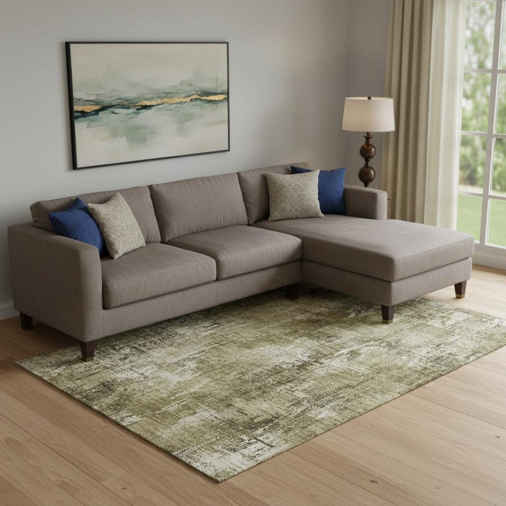 HomeRoots 9' X 12' Brown And Ivory Abstract Washable Area Rug - Soft, Stain-Resistant, UV Protected Design! 657760
