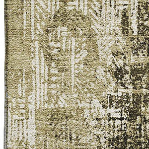HomeRoots 10' X 14' Brown And Ivory Abstract Area Rug - Washable, UV-Protected, Durable for Busy Homes 657761