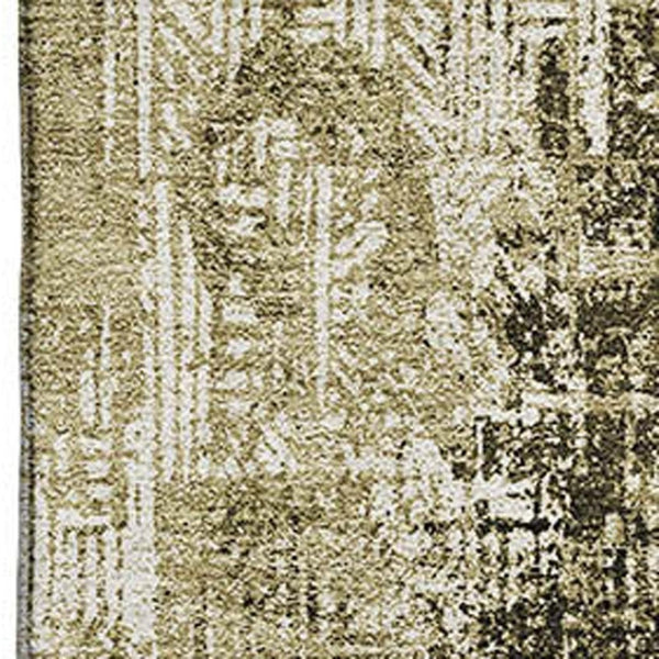 HomeRoots 10' X 14' Brown And Ivory Abstract Area Rug - Washable, UV-Protected, Durable for Busy Homes 657761