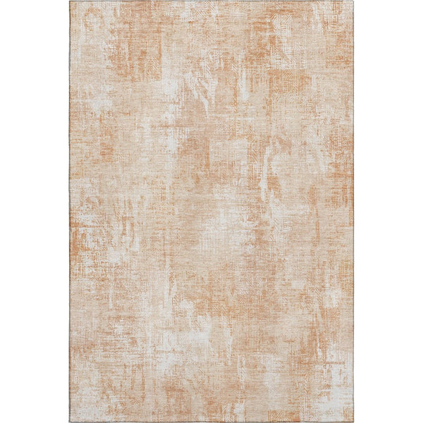 HomeRoots 5' X 8' Coral and Ivory Abstract Area Rug - Washable, UV Protected, Stain-Resistant, Durable Design 657763
