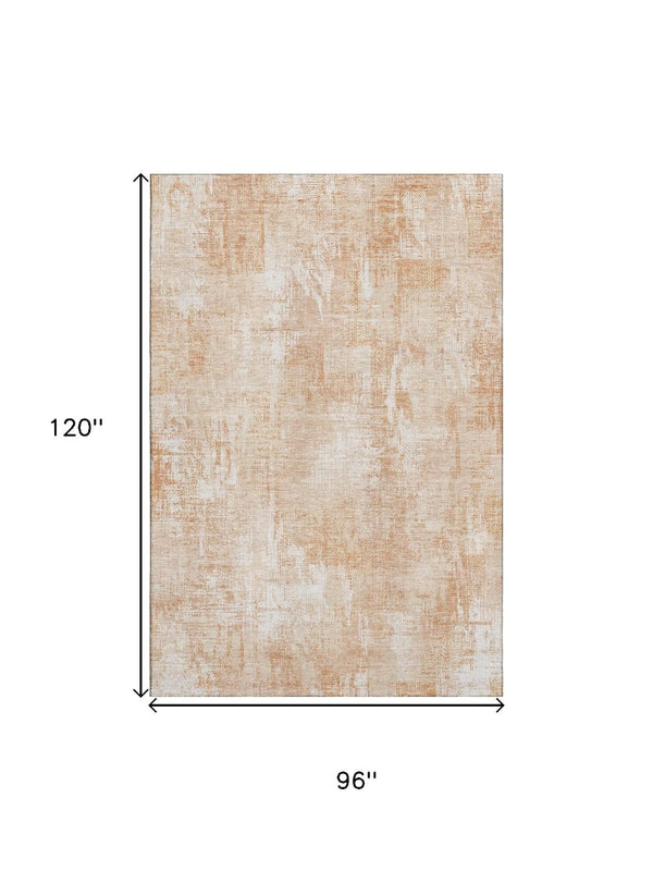 HomeRoots 8' X 10' Coral and Ivory Abstract Area Rug - Soft, Stain-Resistant, UV Protected for Modern Spaces 657765