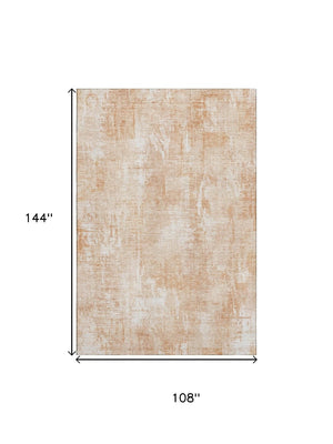 HomeRoots 9' X 12' Coral and Ivory Abstract Area Rug - Washable, UV-Protected, Soft, Stain-Resistant Design 657766