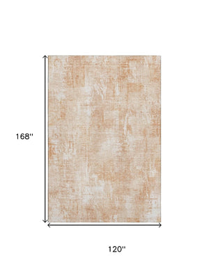 HomeRoots 10' X 14' Coral and Ivory Abstract Area Rug - Washable, Durable, UV-Protected for Modern Spaces 657767