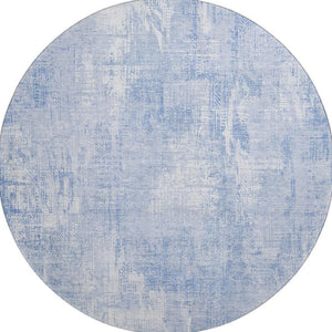 HomeRoots 8' Sky Blue and Ivory Abstract Washable Round Rug - Durable, Stylish, UV Protected for Any Space 657770